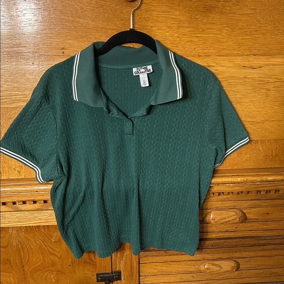 Future Collective Tops - Future Collective Knit Polo Collared Cropped Top Academia Preppy Y2K Sporty